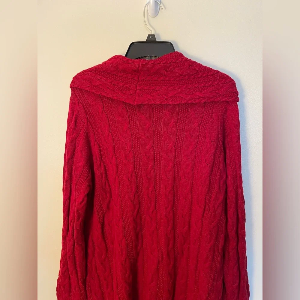 Jeanne Pierre Chunky Cowl Neck Sweater 1X in Carmine Red NWT - Picture 3 of 6